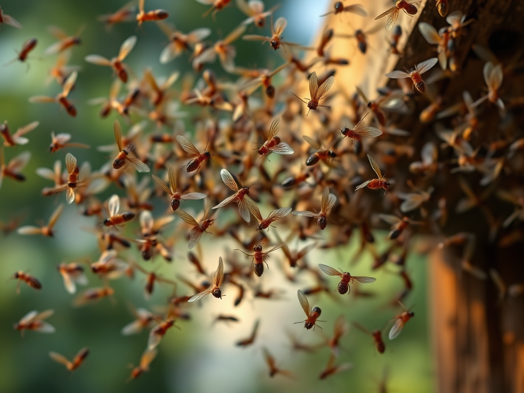 Termite swarm in Atlanta, depicting their behavior and signs of infestation for effective Urban Pest Control services.